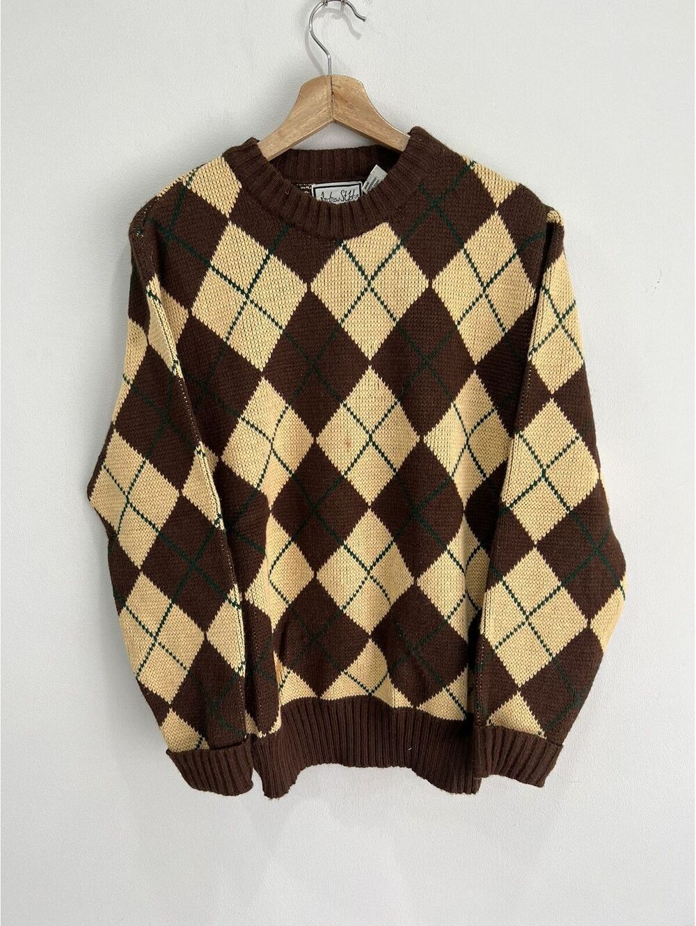 Vintage Argyle Knit Sweater crewneck